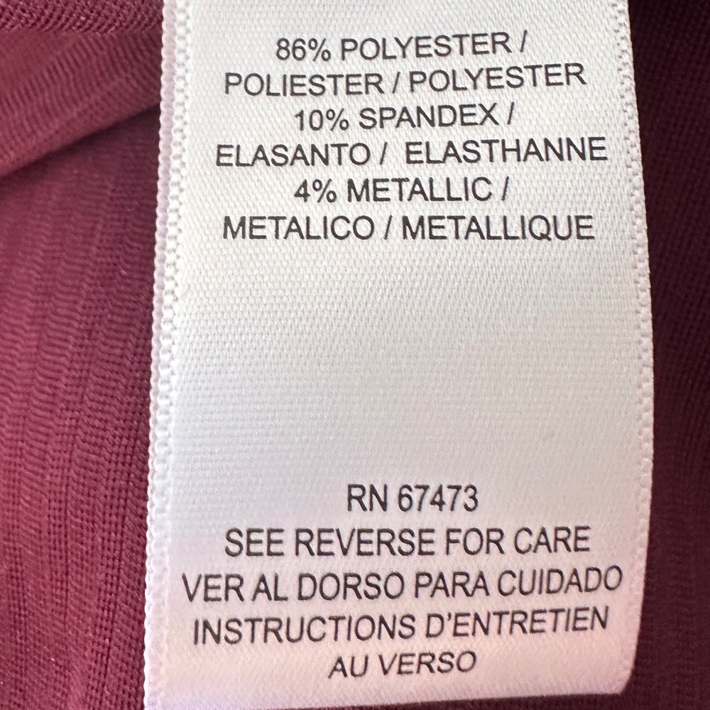 Maison‎ Tara Women's 6 Midi Dress Burgundy Metallic Ribbed V-Neck NEW - Picture 7 of 10